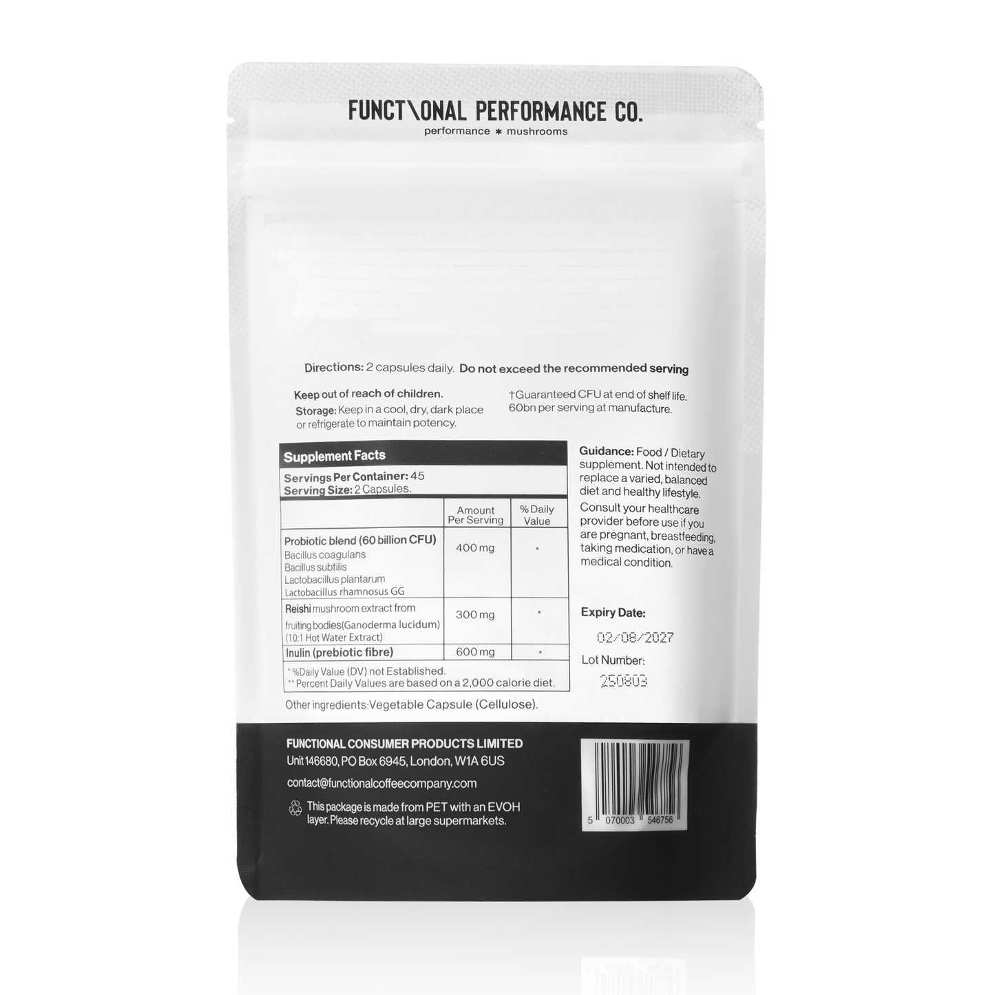 Reishi Mushroom Capsules with Probiotic and Prebiotic 45-Day Program