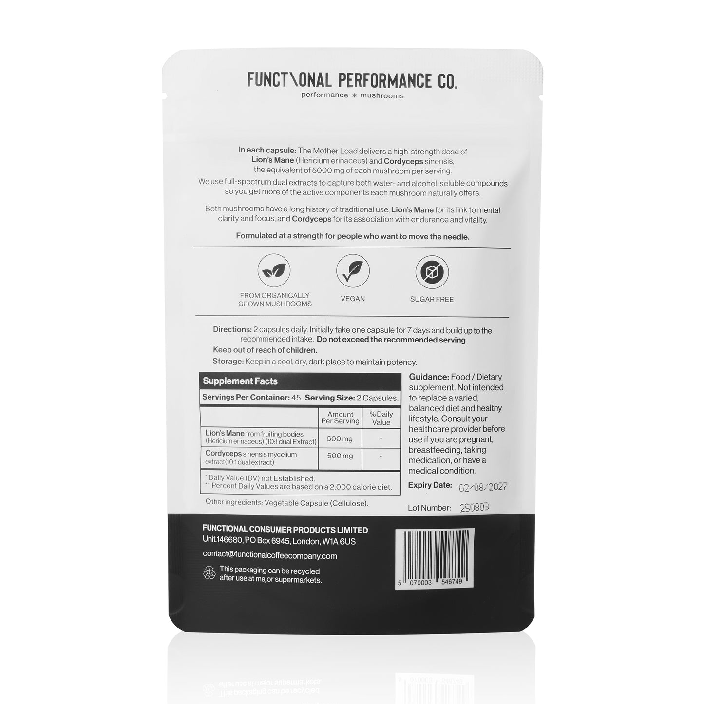 Lion's Mane and Cordyceps Capsules 10,000mg Dry Mushroom Equivalent (Promo)