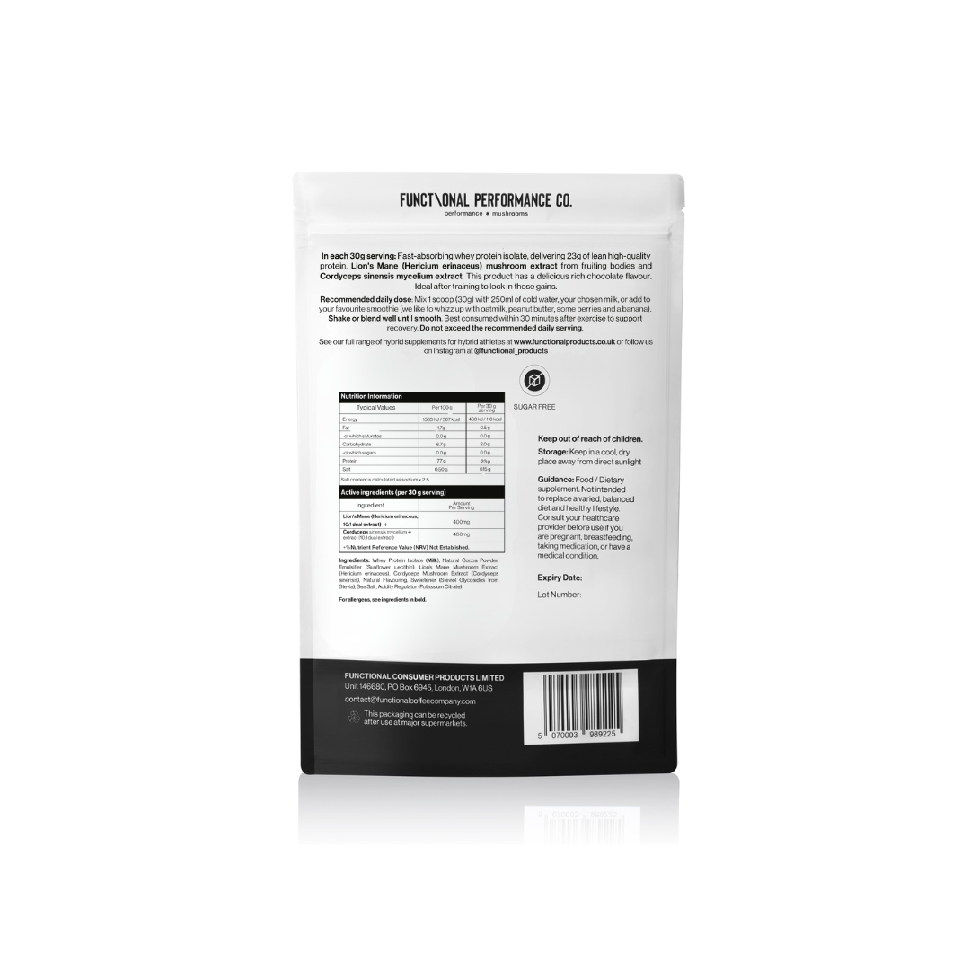Whey Protein Isolate with Lion's Mane and Cordyceps Recovery Formula