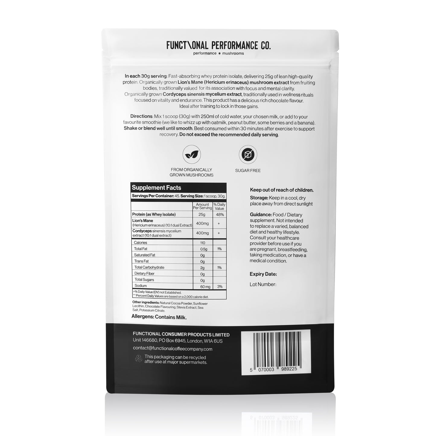 Lion's Mane and Cordyceps Post Workout Protein Formula