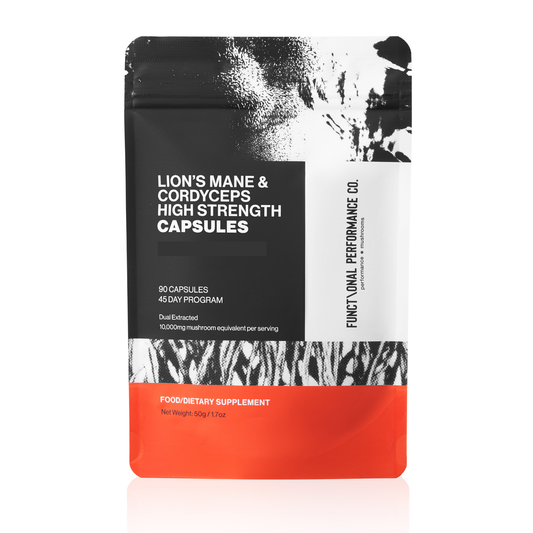 Lion's Mane and Cordyceps Capsules 10,000mg Dry Mushroom Equivalent