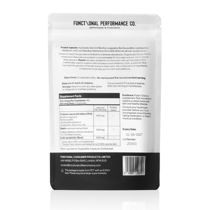Reishi Mushroom Capsules with Probiotic and Prebiotic 45-Day Program aka "The Gut Feels"