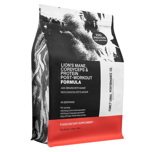 Lion's Mane and Cordyceps Post Workout Protein Formula aka " Brains and Gains"